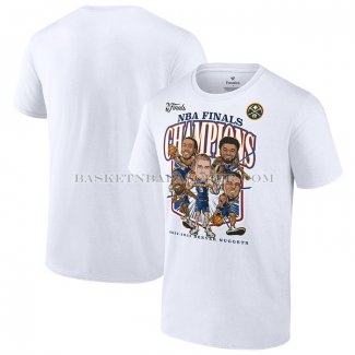 Maillot Manche Courte Denver Nuggets 2023 NBA Finals Champions Windmill team Caricature Blanc